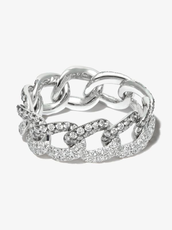 browns SHAY 18K White Gold two tone curb link diamond ring | Browns Rings