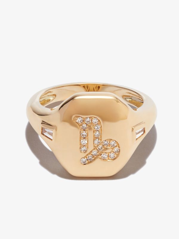 Browns SHAY 18K Yellow Gold Capricorn Diamond Signet Ring | Browns Fine Rings