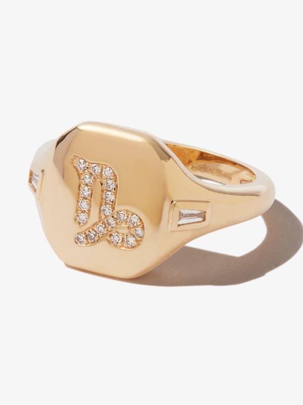 browns SHAY 18K yellow gold Capricorn diamond signet ring | Browns Fine Rings