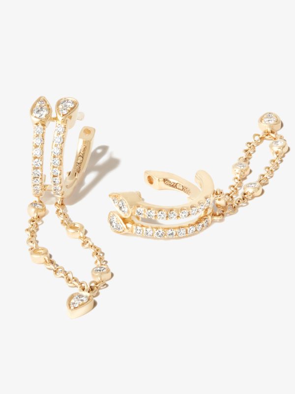 Browns SHAY 18K Yellow Gold Double Fringe Diamond Hoop Earrings | Browns Fine Earrings