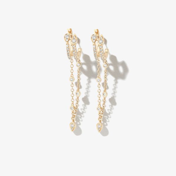 browns SHAY 18K yellow gold Double Fringe diamond hoop earrings | Browns Fine Earrings