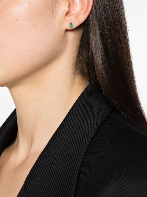 Browns SHAY 18K Yellow Gold Halo Emerald And Diamond Stud Earrings | Browns Fine Earrings