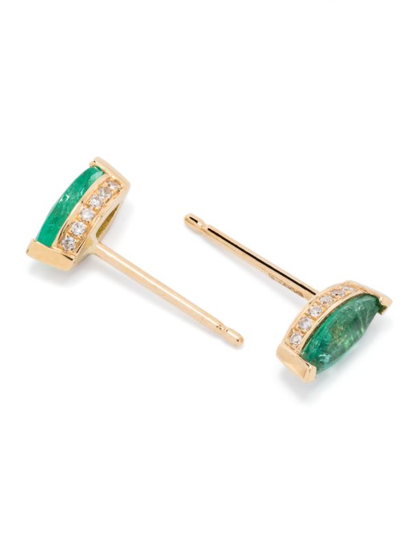 Browns SHAY 18K Yellow Gold Halo Emerald And Diamond Stud Earrings | Browns Fine Earrings
