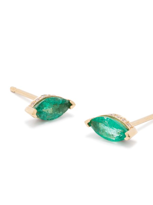Browns SHAY 18K Yellow Gold Halo Emerald And Diamond Stud Earrings | Browns Fine Earrings