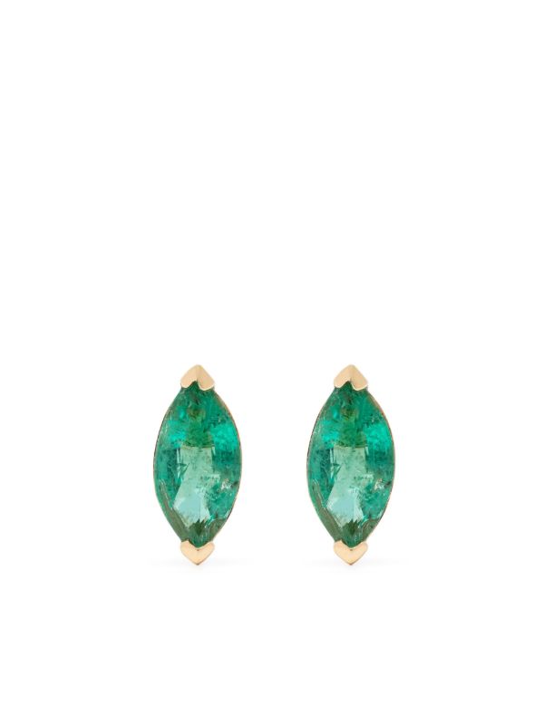 browns SHAY 18K Yellow Gold Halo Emerald And Diamond Stud Earrings | Browns Fine Earrings