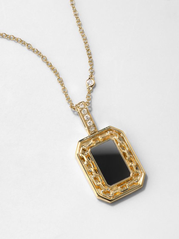 Browns SHAY 18K Yellow Gold Onyx Diamond Necklace | Browns Necklaces