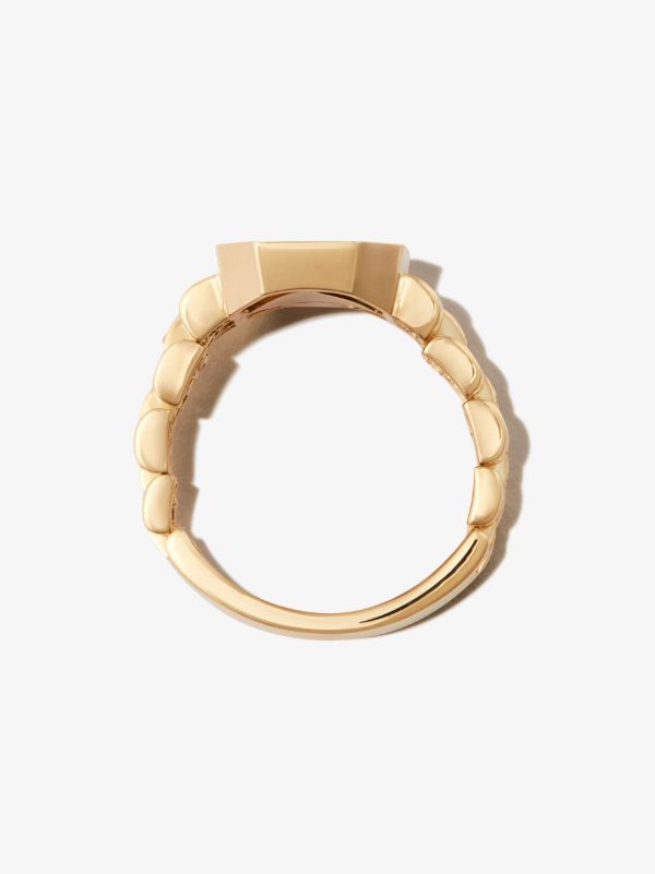 Browns SHAY 18K Yellow Gold Rail Link Diamond Signet Ring | Browns Rings