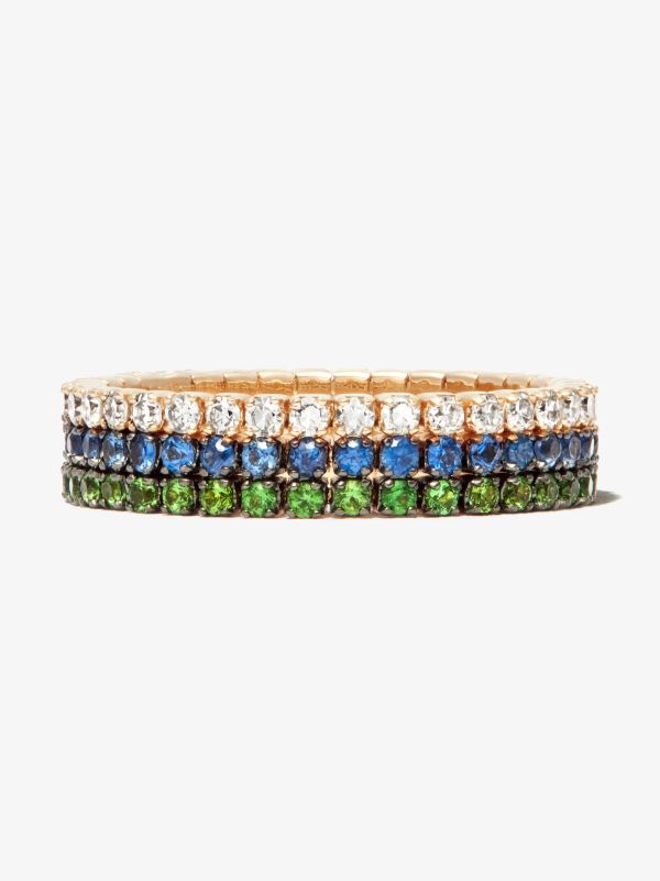 Browns SHAY 18K Yellow Gold Triple Thread Stack Garnet Sapphire Diamond Ring | Browns Fine Rings