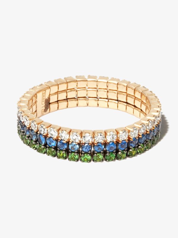 browns SHAY 18K Yellow Gold Triple Thread Stack Garnet Sapphire Diamond Ring | Browns Fine Rings