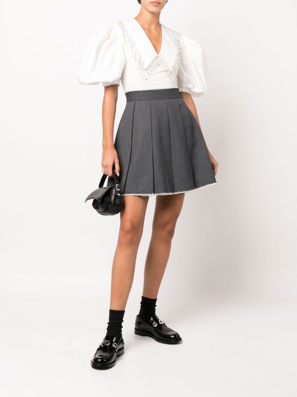 Browns SHUSHU/TONG Grey Pleated A-line Mini Skirt | Browns Pleated Skirts
