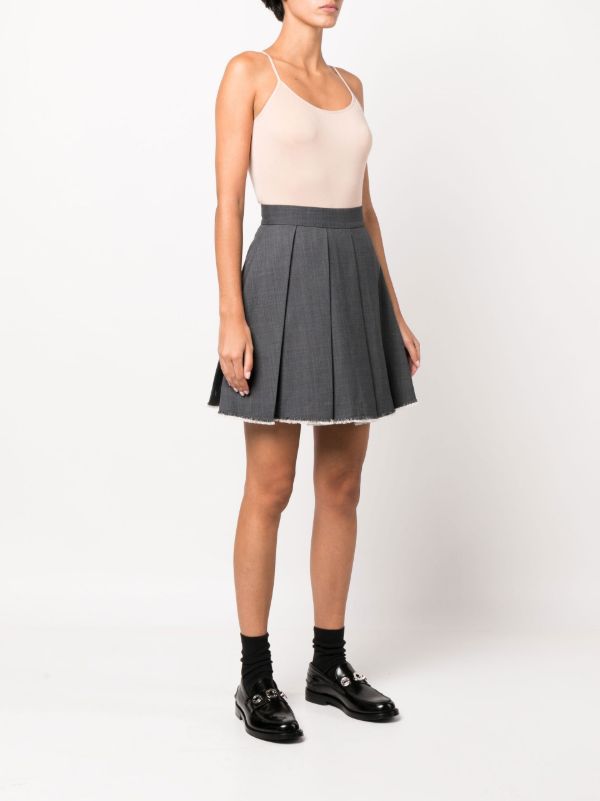 Browns SHUSHU/TONG Grey Pleated A-line Mini Skirt | Browns Pleated Skirts