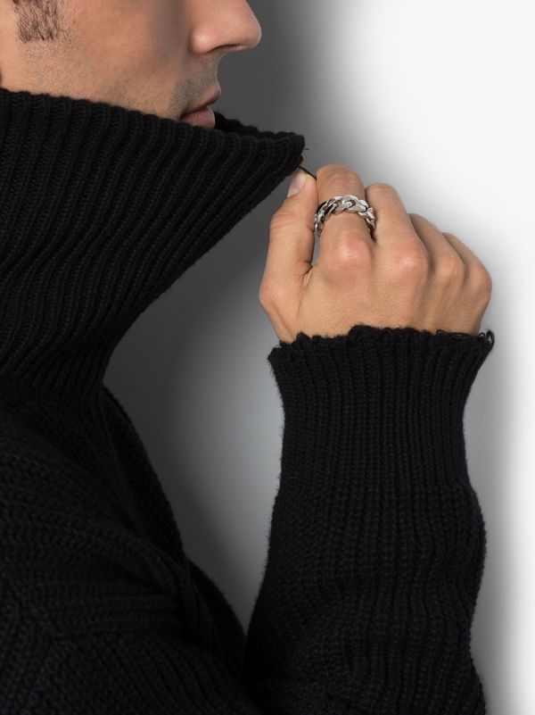 Browns Silver SHAY 18K White Gold Pavé Diamond Link Ring| Browns Rings