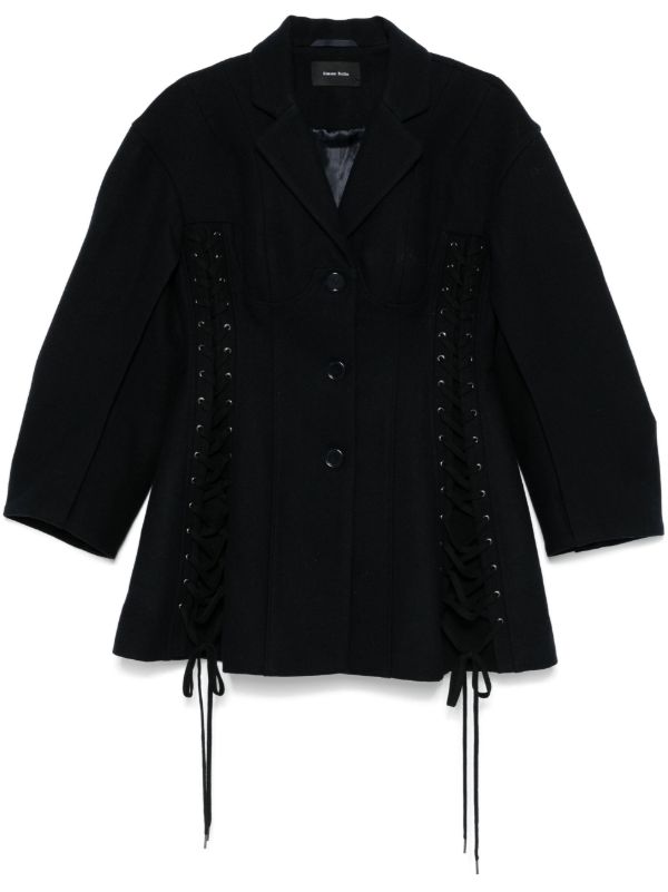 browns Simone Rocha Blue Lace-Up Corset Blazer | Browns Blazers