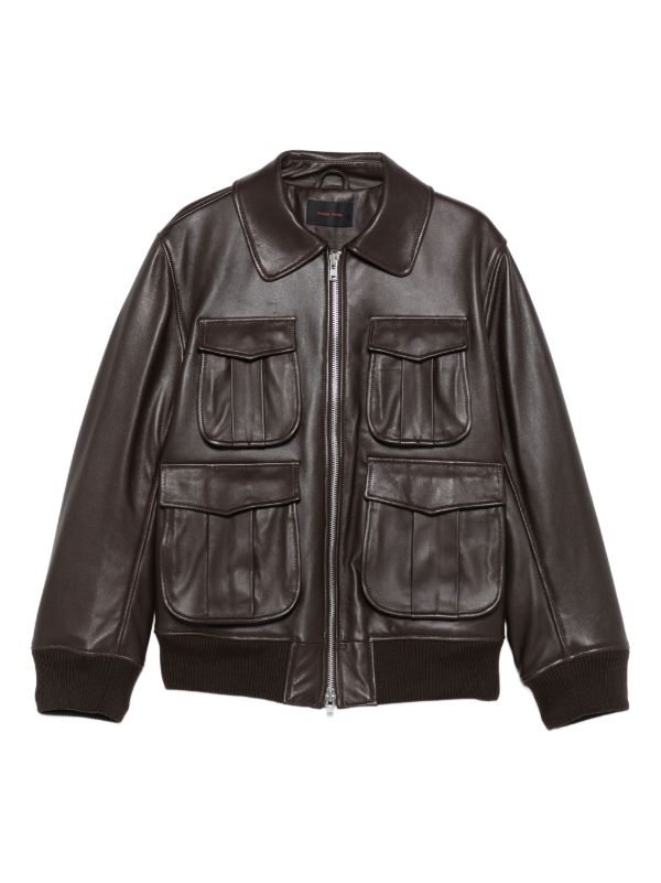 browns Simone Rocha multiple-pocket lambskin leather jacket | Browns Leather Jackets