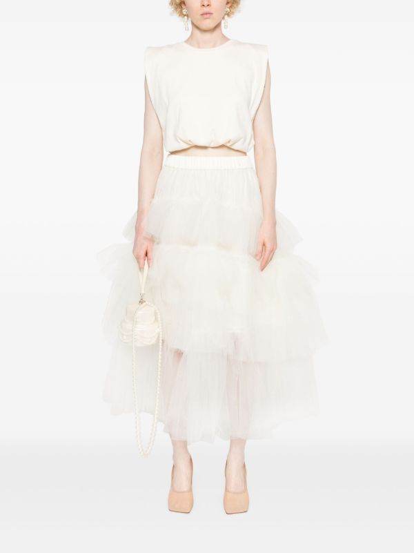 Browns Simone Rocha White Ruffled Tiered Tulle Skirt | Browns Full Skirts