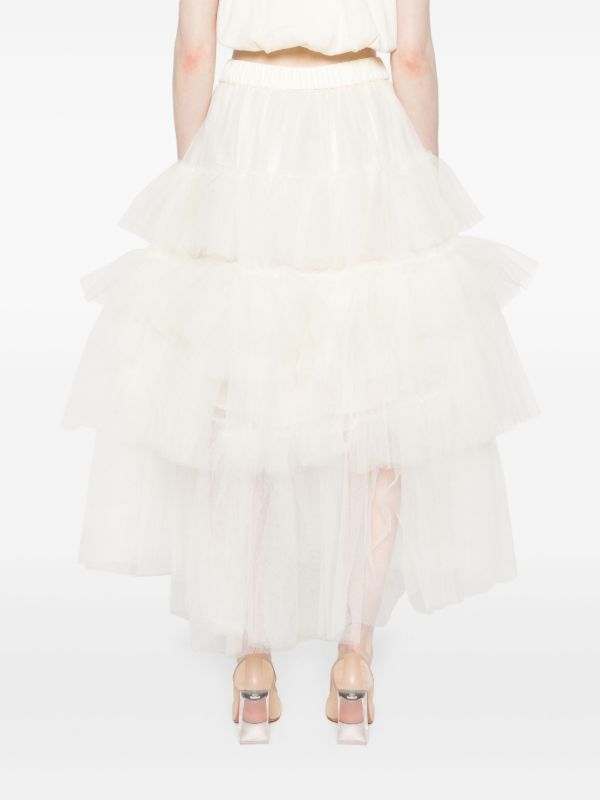 Browns Simone Rocha White Ruffled Tiered Tulle Skirt | Browns Full Skirts