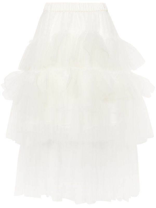 browns Simone Rocha White Ruffled Tiered Tulle Skirt | Browns Full Skirts