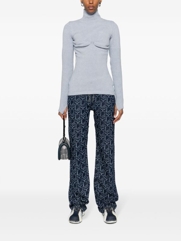 Browns Sinead O'Dwyer Blue Draped-Panel Knit Sweater | Browns Knitted Sweaters