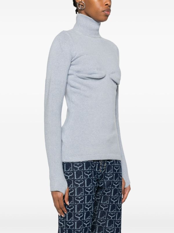 Browns Sinead O'Dwyer Blue Draped-Panel Knit Sweater | Browns Knitted Sweaters