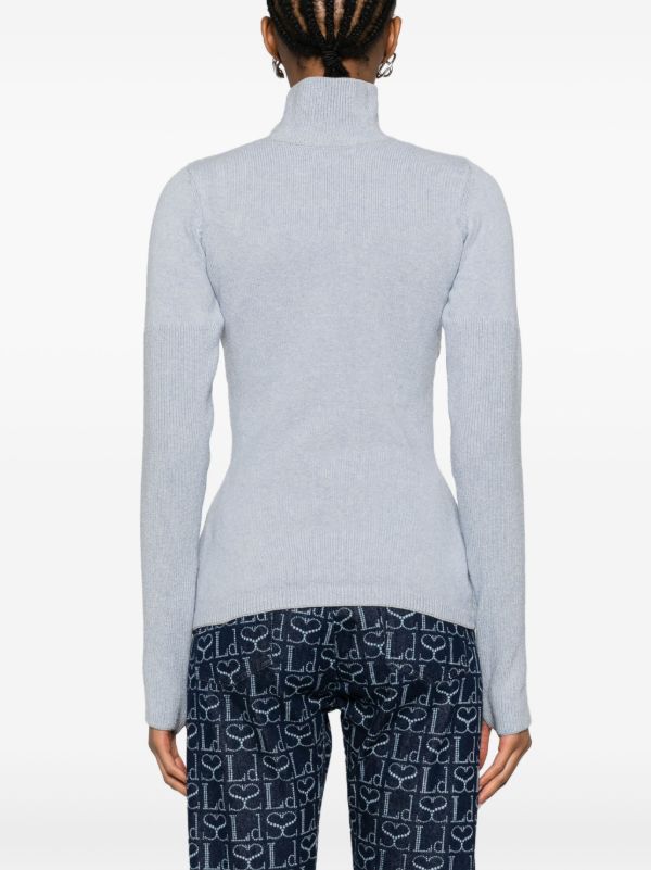 Browns Sinead O'Dwyer Blue Draped-Panel Knit Sweater | Browns Knitted Sweaters
