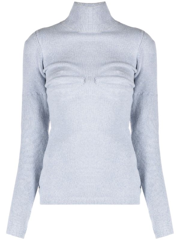 browns Sinead O'Dwyer Blue Draped-Panel Knit Sweater | Browns Knitted Sweaters