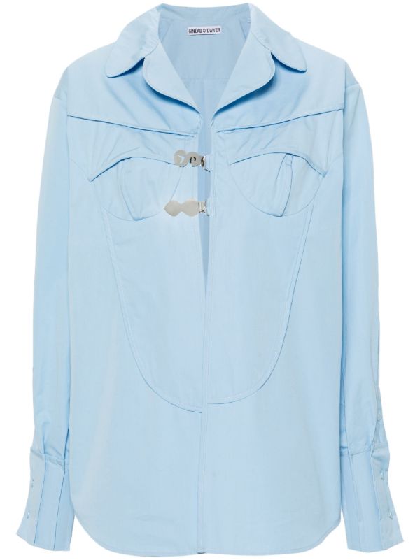 browns Sinead O'Dwyer blue Pyjama logo-buckle shirt | Browns Shirts