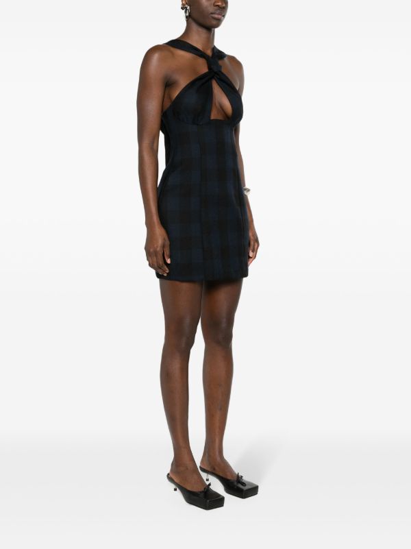 Browns Sinead O'Dwyer Blue Tie Wool Minidress | Browns Cocktail & Party Dresses