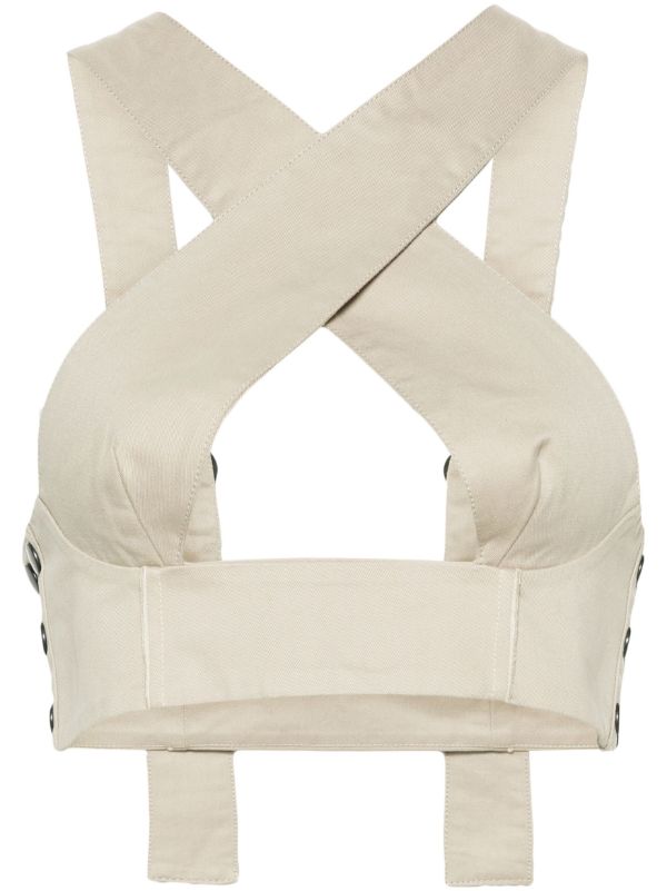 browns Sinead O'Dwyer Neutral Criss-Cross Crop Top | Browns Vests & Tank Tops