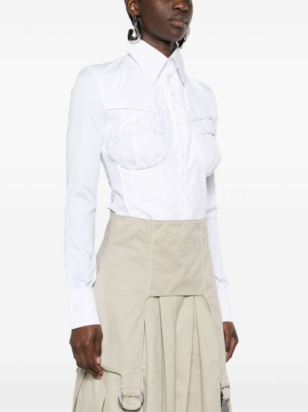 Browns Sinead O'Dwyer White Point-collar Shirt Bodysuit | Browns Shirts