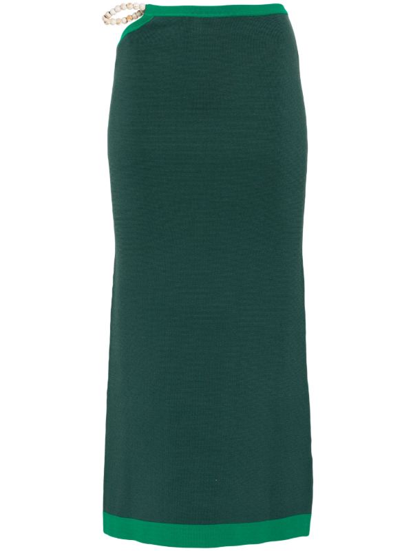 browns SIR. Green Salvador Beaded Midi Skirt | Browns Straight Skirts