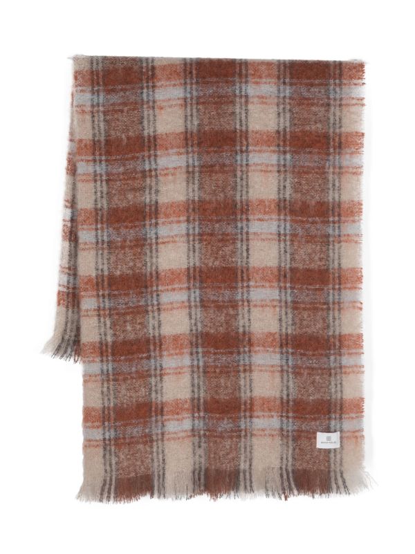 browns Soho Home Orange Harlyn Checked Throw | Browns Blankets & Throws