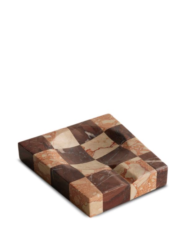 Browns Soho Home Red Calabria Check Marble Ashtray (16cm) | Browns Decorative Trays & Plates