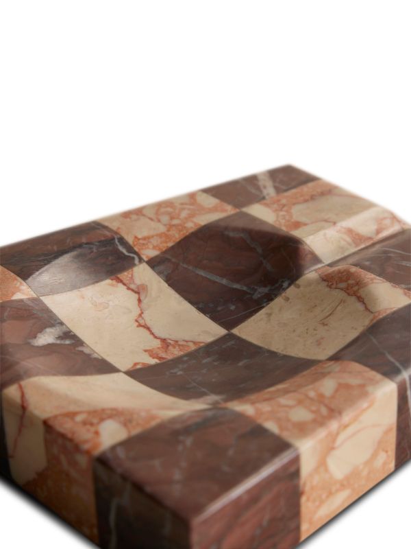 Browns Soho Home Red Calabria Check Marble Ashtray (16cm) | Browns Decorative Trays & Plates