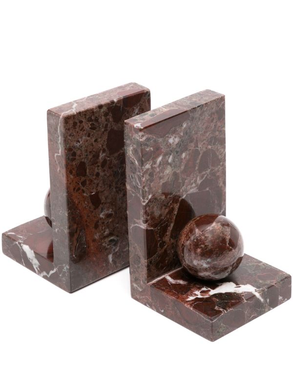 browns Soho Home red Prato marble bookends | Browns Decorative Objects
