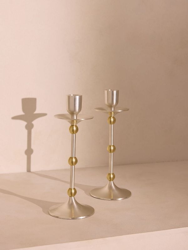 Browns Soho Home Silver Cilia Candlesticks (Set Of Two) | Browns Candle Holders