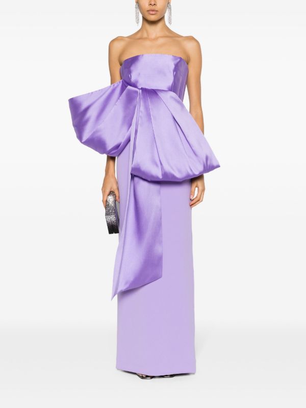 Browns Solace London Purple Maeve Bow-Embellished Gown | Browns Evening Dresses