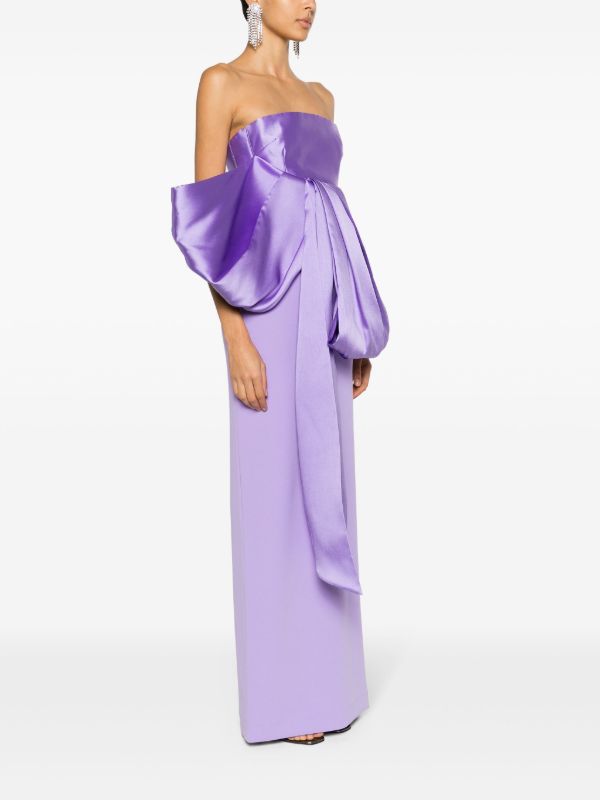 Browns Solace London Purple Maeve Bow-Embellished Gown | Browns Evening Dresses