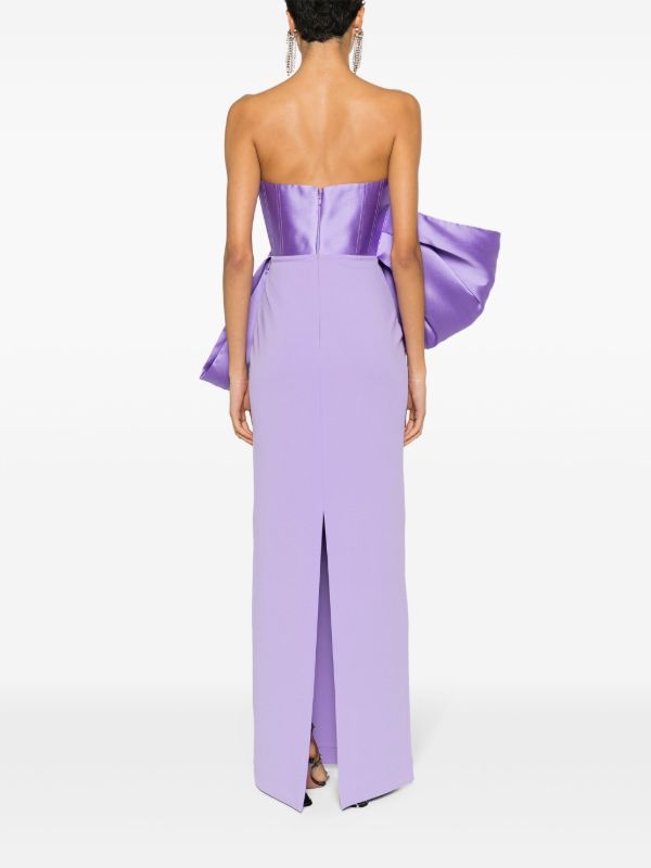 Browns Solace London Purple Maeve Bow-Embellished Gown | Browns Evening Dresses