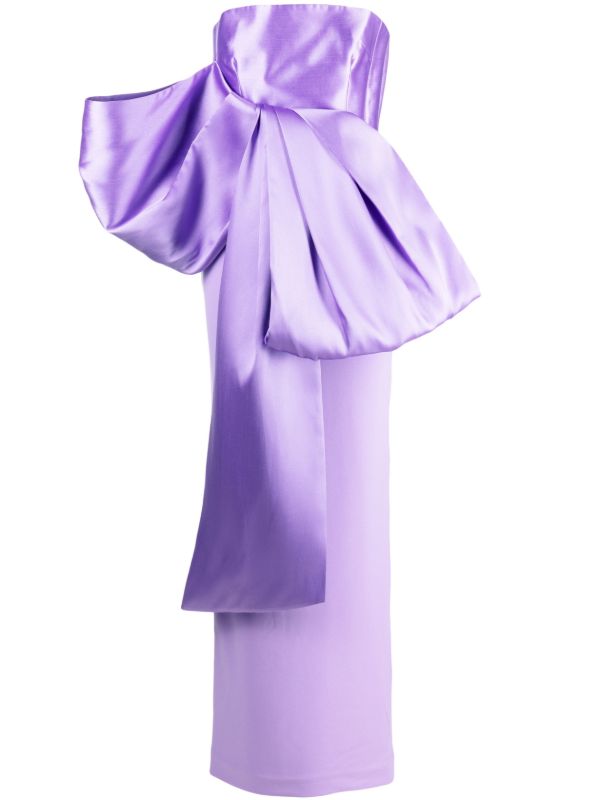 browns Solace London Purple Maeve Bow-Embellished Gown | Browns Evening Dresses