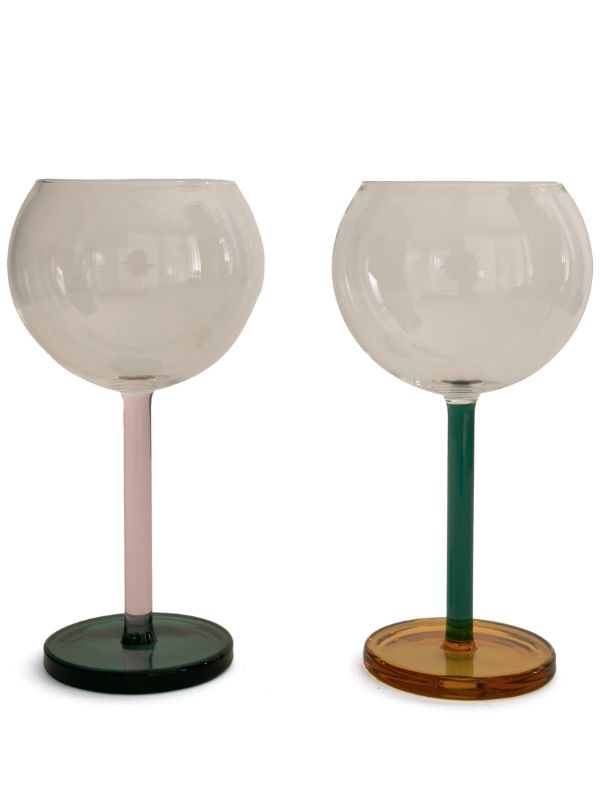 browns Sophie Lou Jacobsen Green Orange and Pink Two-Piece Glass Set | Browns Glassware