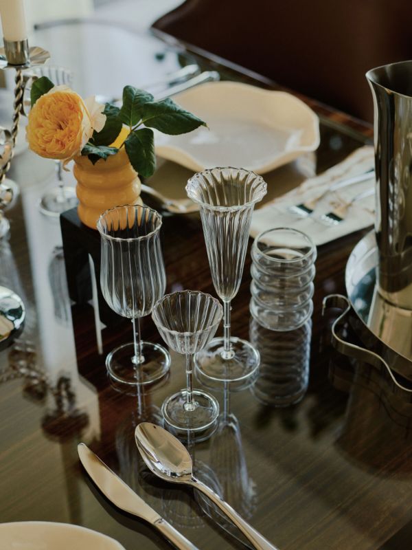 Browns Sophie Lou Jacobsen Ribbed Effect Set Of Four Champagne Glass | Browns Glassware