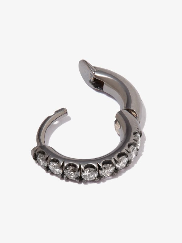 Browns Spinelli Kilcollin 18K White Gold Mini Micro Diamond Single Hoop Earring | Browns Earrings