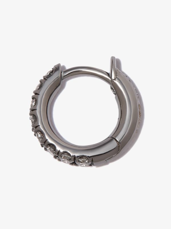 Browns Spinelli Kilcollin 18K White Gold Mini Micro Diamond Single Hoop Earring | Browns Earrings