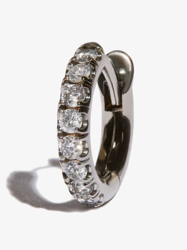 browns Spinelli Kilcollin 18K white gold Mini Micro diamond single hoop earring | Browns Earrings