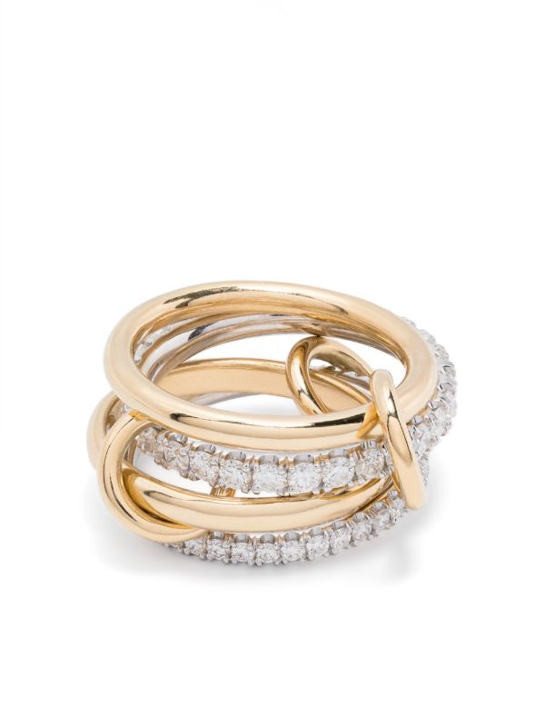 browns Spinelli Kilcollin 18K yellow and white gold diamond linked ring | Browns Fine Rings