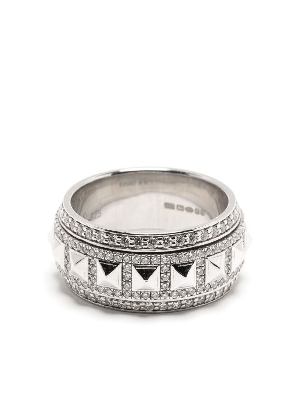 browns STATEMENT PARIS sterling silver Rockaway Spinner diamond ring | Browns Fine Rings