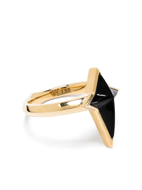 browns Stephen Webster 18K Yellow Gold New Cross Onyx Ring | Browns Rings