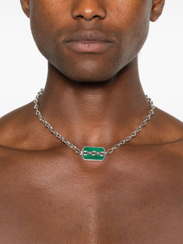 Browns Stephen Webster Sterling Silver Inline Razer Tag Malachite Necklace | Browns Necklaces