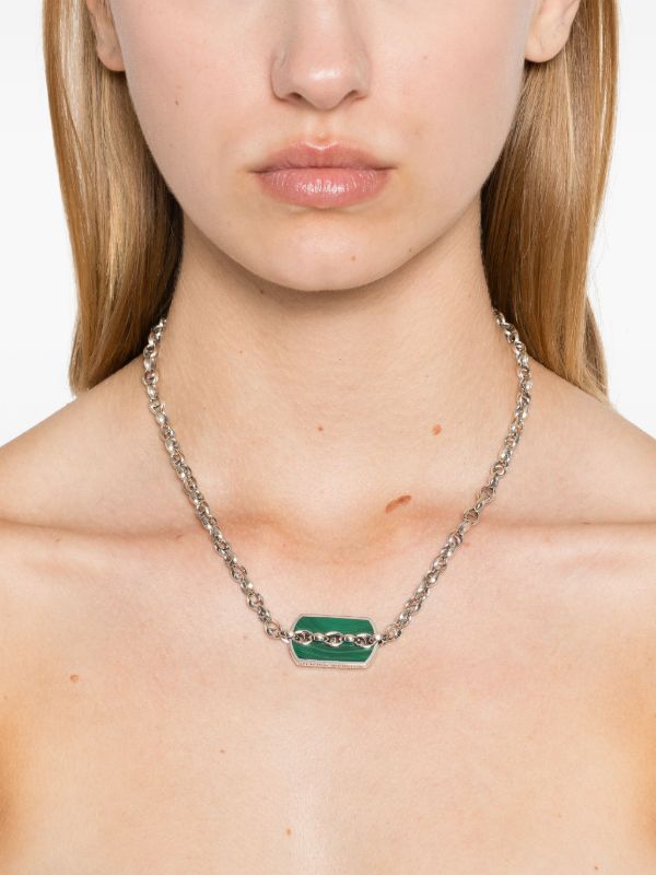 Browns Stephen Webster Sterling Silver Inline Razer Tag Malachite Necklace | Browns Necklaces