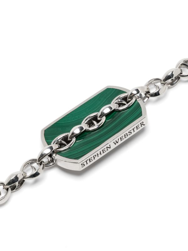 Browns Stephen Webster Sterling Silver Inline Razer Tag Malachite Necklace | Browns Necklaces
